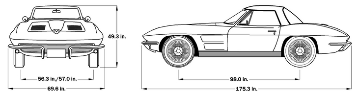 1963 Corvette Dimensions - Hard Top