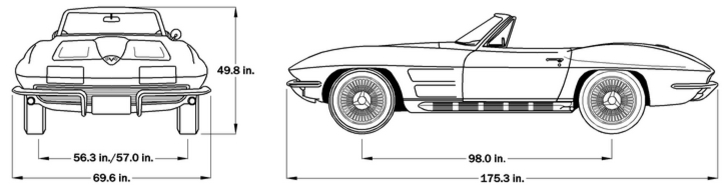 1964 Corvette Dimensions - Softtop