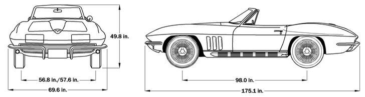 1965 Corvette Dimensions - Soft Top