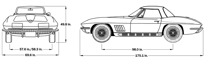 1967 Corvette Dimensions - Hard Top