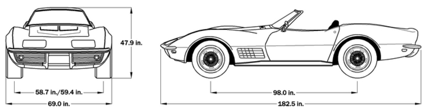 1970 Corvette Dimensions - Soft Top