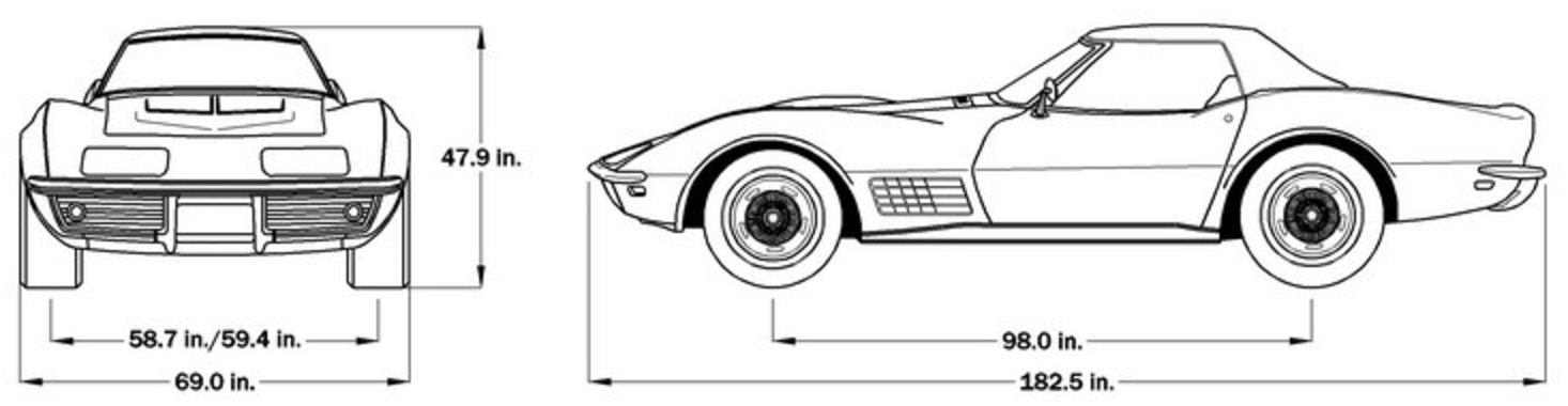 1972 Corvette Dimensions - Hard Top
