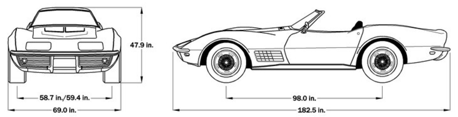 1972 Corvette Dimensions - Soft Top