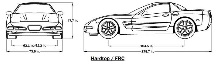 2000 Corvette Dimensions - Hardtop