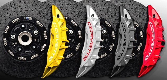 2012 Corvettes included optional brake caliper color choices including yellow, silver, gray or red.