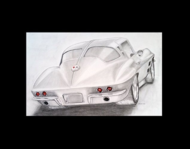 Best Corvette Artworks For Your Man Cave - 1963 Corvette Sting Ray Rear Split Window Original Drawing