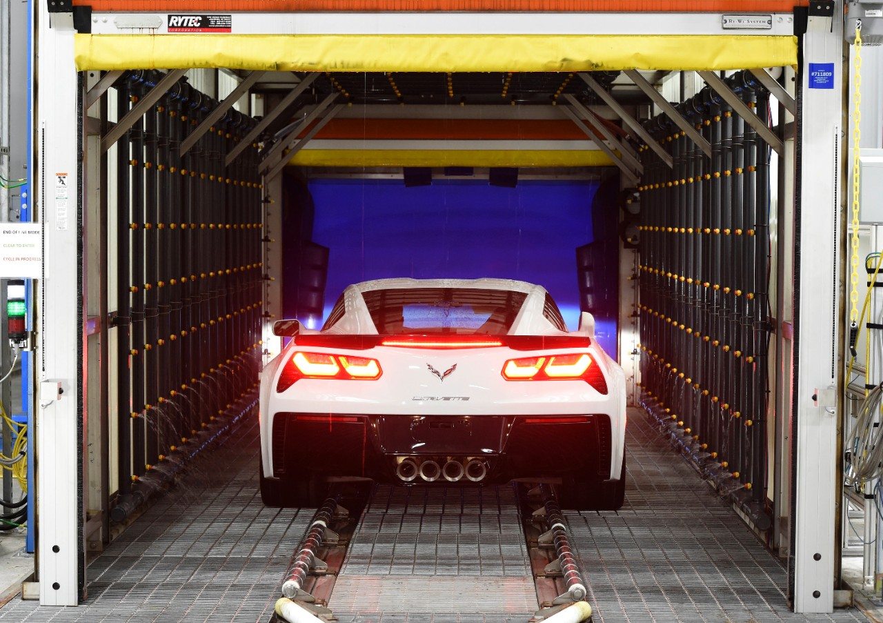 As part of the manufacturing process, each Corvette is put through a number of rigorous tests - including exposure to high heat and cold, high-pressure water, and a squeek/bump test.