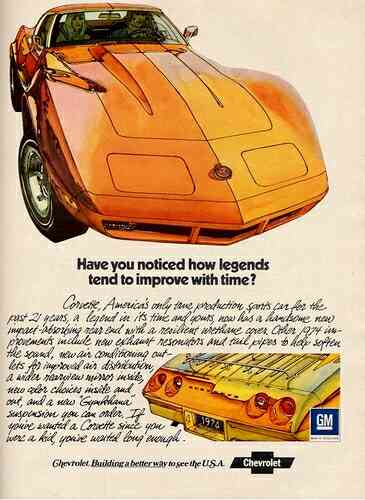 1974 Chevy Corvette Advertisement