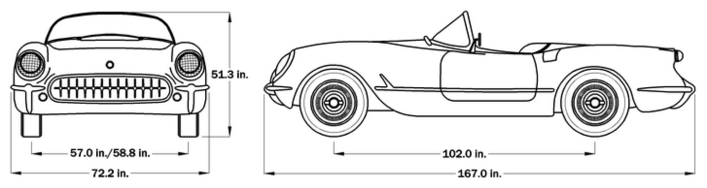 C1 1953 Corvette Dimensions 