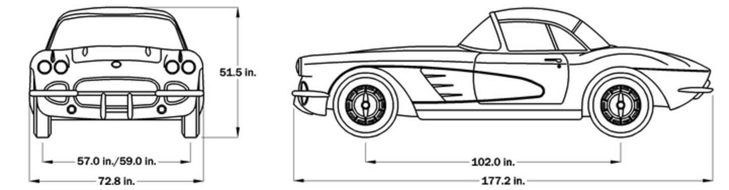 1959 C1 Corvette Hardtop Dimensions