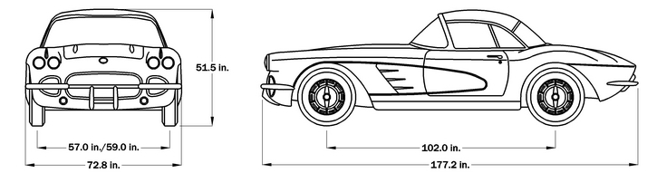 1960 C1 Corvette Dimensions - Hardtop