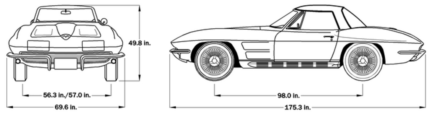 1964 Corvette Dimensions - Hardtop
