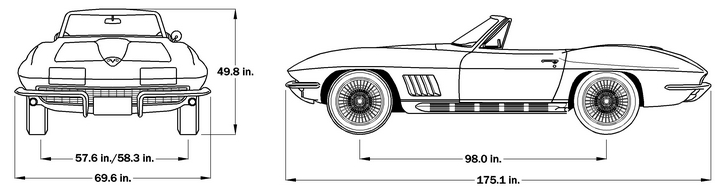 1967 Corvette Dimensions - Soft Top