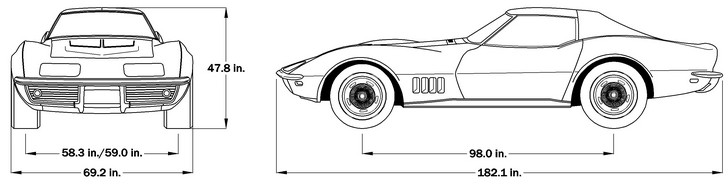 1968 Corvette Dimensions - Hard Top