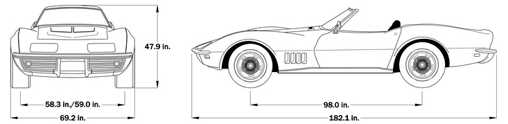 1968 Corvette Dimensions - Soft Top