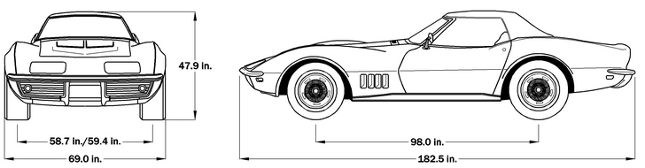 1969 Corvette Dimensions - HardTop
