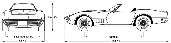 1969 Corvette Dimensions - Soft Top