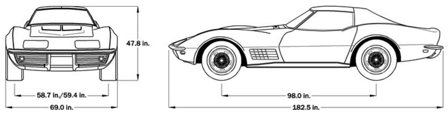 1972 Corvette Dimensions - Coupe