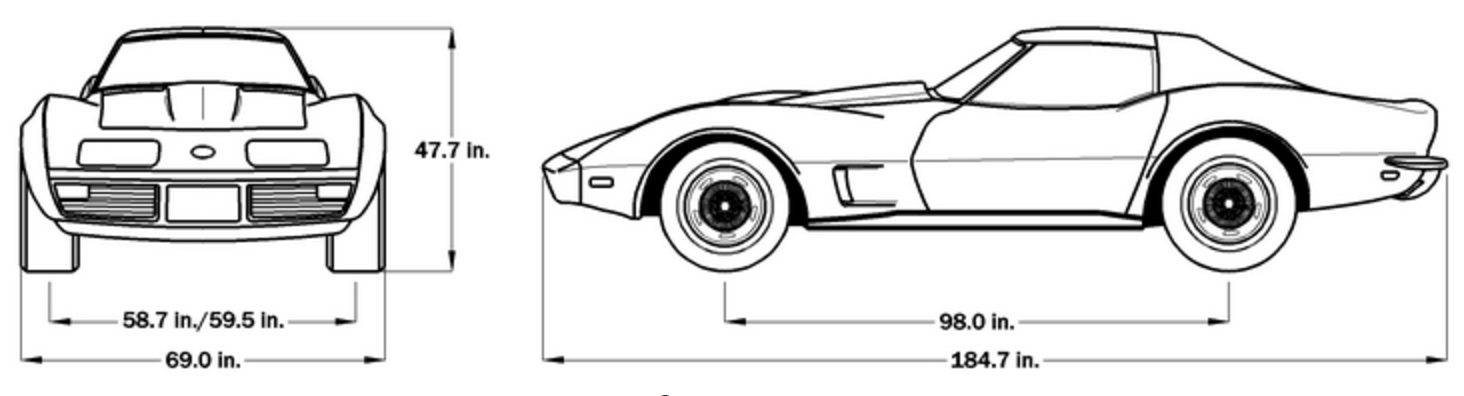 1973 Corvette Dimensions - Coupe