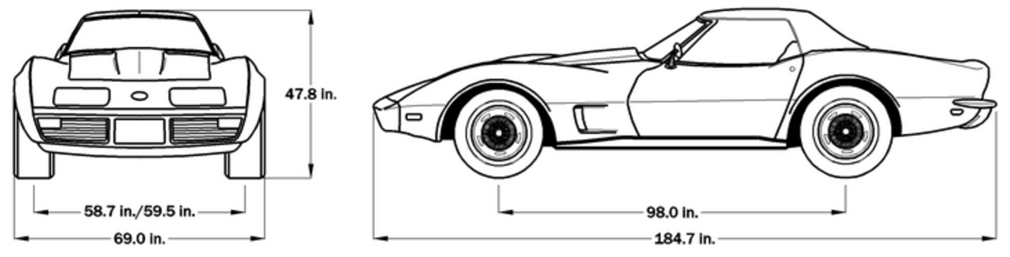 1973 Corvette Dimensions - Hard Top