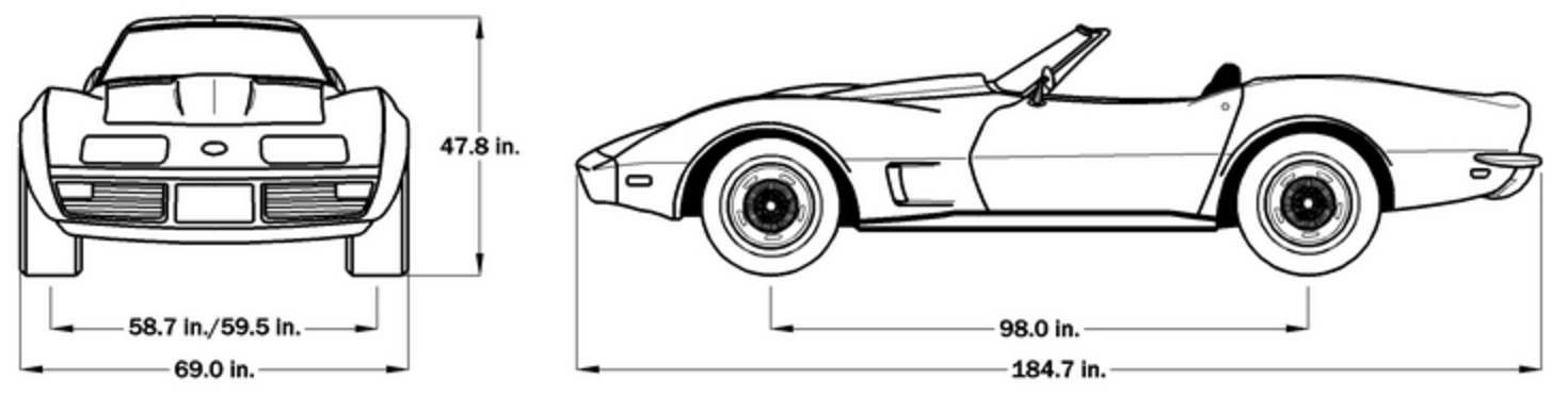 1973 Corvette Dimensions - Soft Top