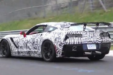 The 2018 ZR1 Prototype making a test run at the Nurburgring.