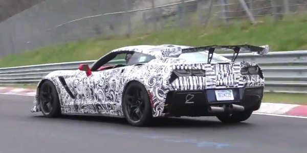 The 2018 ZR1 Prototype making a test run at the Nurburgring.