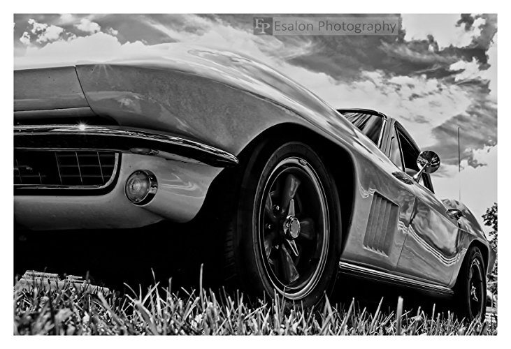 Best Corvette Artworks For Your Man Cave - 1965 Chevy Chevrolet Corvette Car Black and White Print