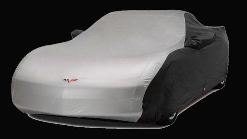 Designer Mat BlackSilver Two Tone C6 Embroidered Logo Car Cover for 2005-2013 Corvette Models