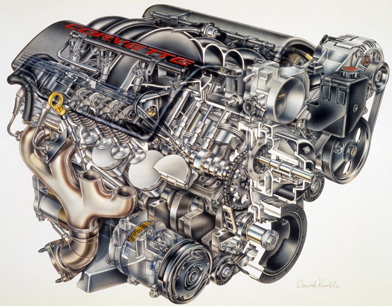 Exploded view of the 1997 Corvette LS1 Engine