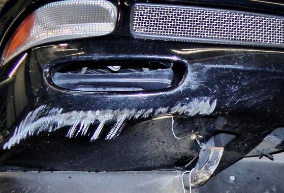 Damaged front end of a C5 Corvette