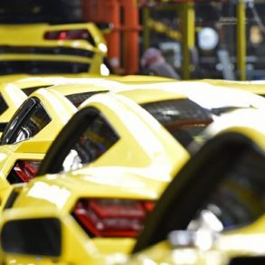 Competition Yellow Corvettes at Bowling Green Manufacturing Plant