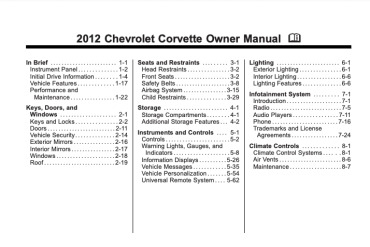 2012 Corvette Owners Manual