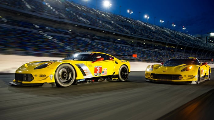 The No. 3 and No. 4 Corvette Racing C7.R Race Car