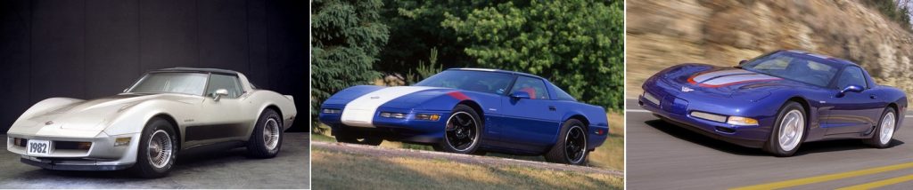 1982, 1996 and 2004 Collector Edition Corvettes