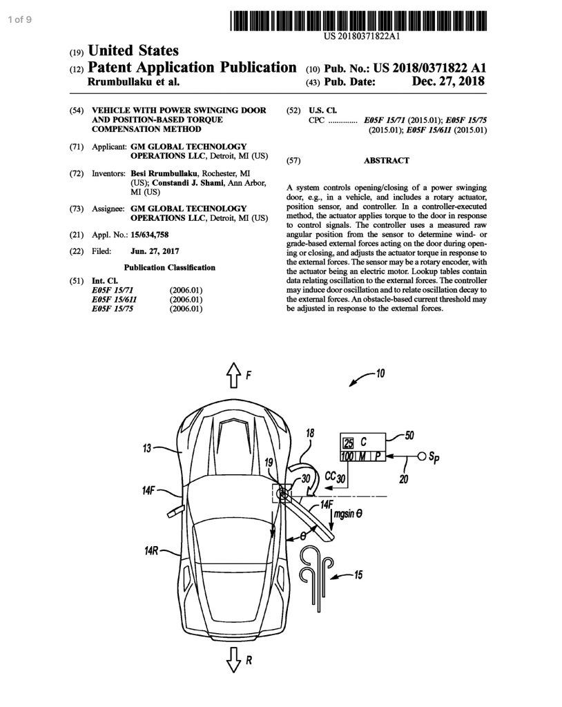 mid-engine Corvette electric door patent