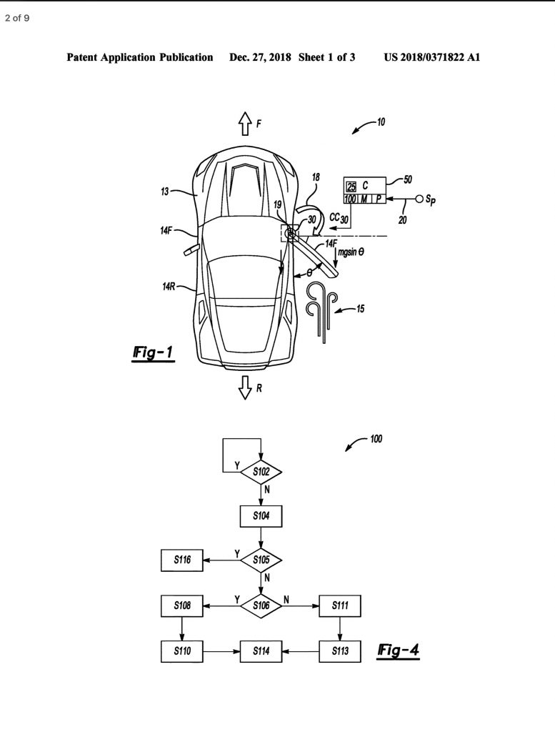 mid-engine Corvette electric door patent