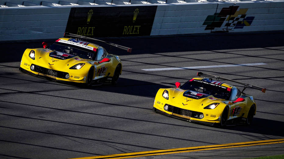 The No. 3 and No. 4 Mobil 1/SiriusXM Corvette C7.Rs.