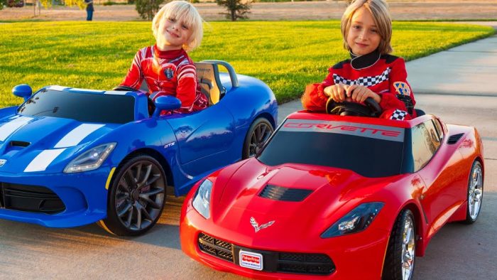 Kids with Corvette and Ferrari