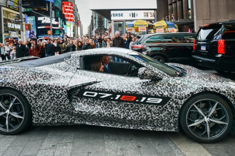 Mary Barra and Tadge Juechter Camouflaged Next Gen Corvette