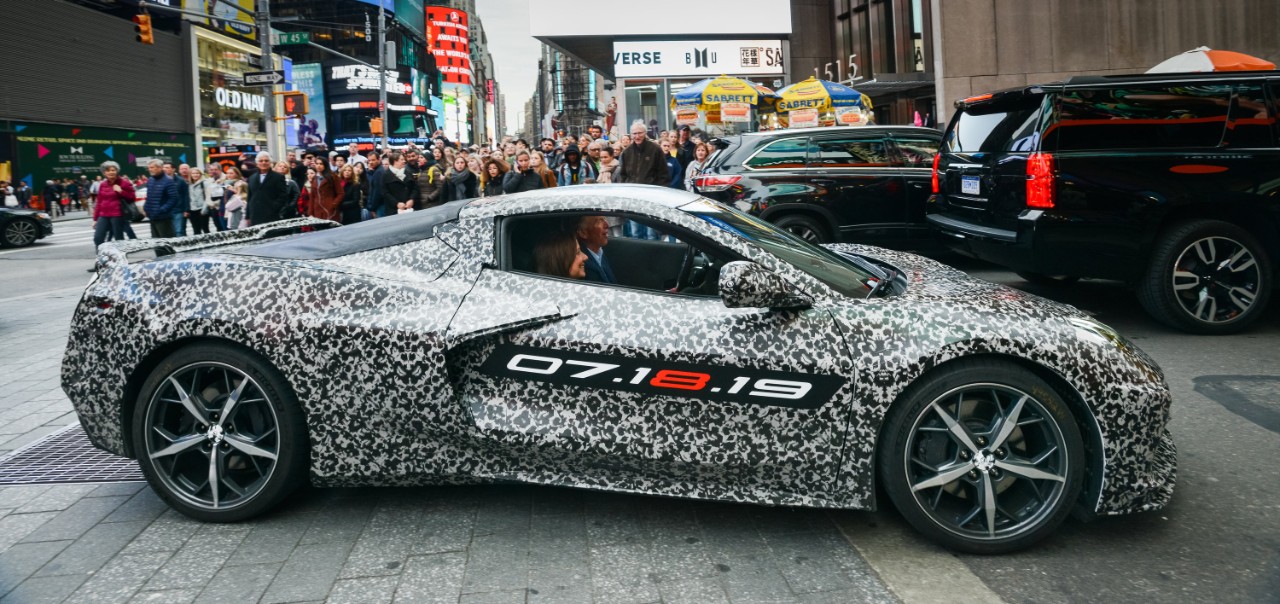 Mary Barra and Tadge Juechter Camouflaged Next Gen Corvette