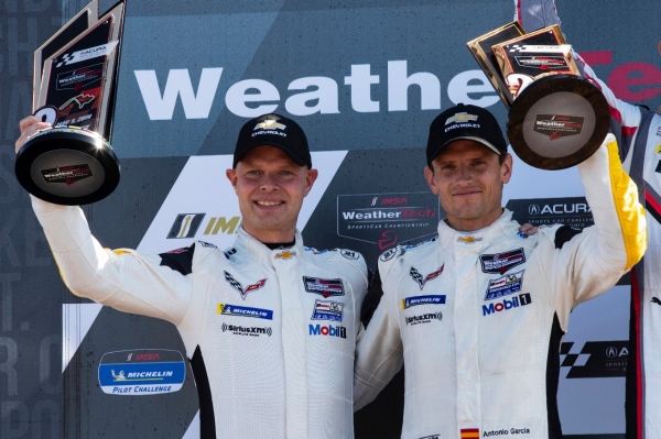 Jan Magnussen and Antonio Garcia  in the Acura Sports Car Challenge at Mid-Ohio.