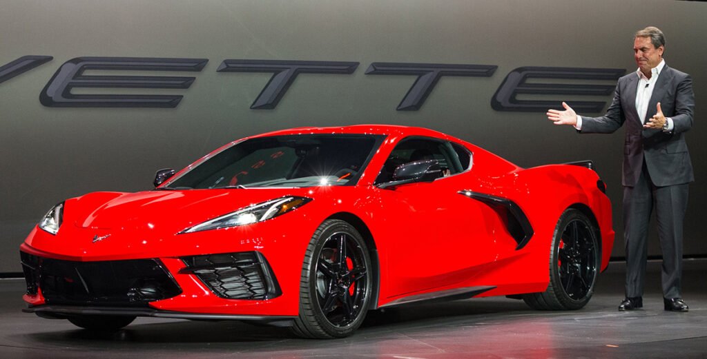 Mark Reuss introduces the 2020 Mid-Engine Corvette in July, 2019.