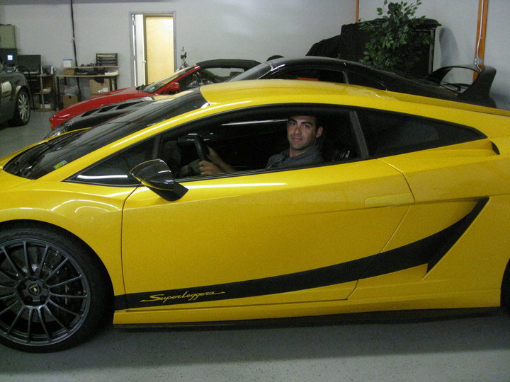 Nick behind the wheel of a Lamborghini Superleggera.