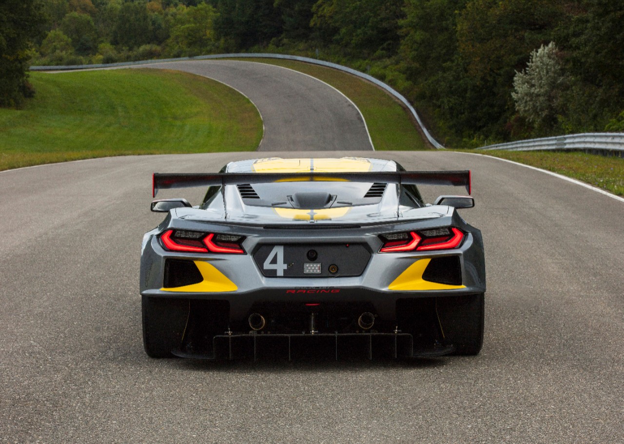 The Corvette C8.R is Chevy’s first mid-engine GTLM race car. The No. 4 car dons a new silver livery, inspired by the color of iconic Corvette concepts. The No. 3 car will feature a traditional yellow color scheme with silver accents.