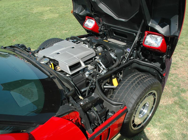 1984 Corvette with clamshell hood in open position. 