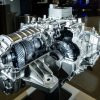A cut-away version of the TREMEC eight speed dual-clutch transmission for the 2020 Corvette Stingray. The new mid-engine Corvette featuring the LT2 6.2L V8 engine and dual-clutch transmission can reach 60 mph in 2.9 seconds and cross the quarter mile mark in 11.2 seconds at 121 mph. (Photo by Steve Fecht for Chevrolet)