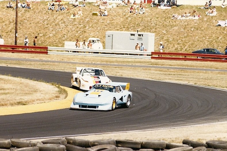 Greenwood's SuperVette in action during the 1977 IMSA Season.