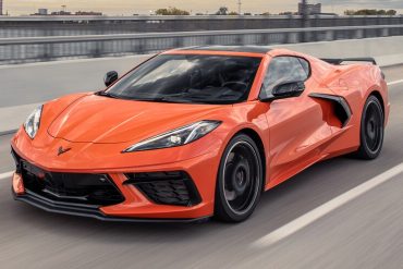 The 2020 Mid-Engine Corvette in Sebring Orange.