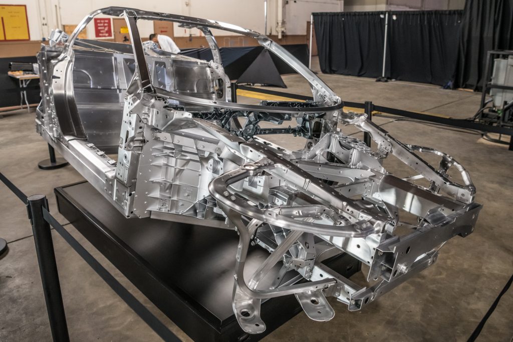 Chassis and composite sub-assembly of the eighth-generation Corvette.